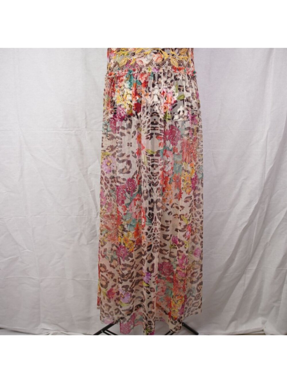 Johnny Was Mazzy Boxy Shirred Dress Sz Small Floral Animal Print Leopard No Slip - Picture 6 of 15
